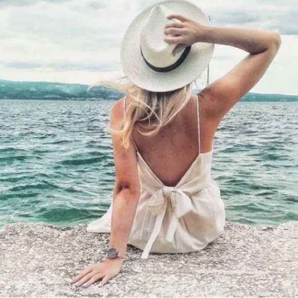 Zara trf Neutral tie back knot Dress Size M‎ romance simmer vacation midi straps - Picture 6 of 14